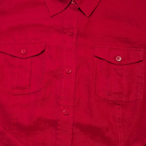 Liz Claiborne Crimson Red Work Shirt Professional Button Up Top XL - Picture 9 of 9